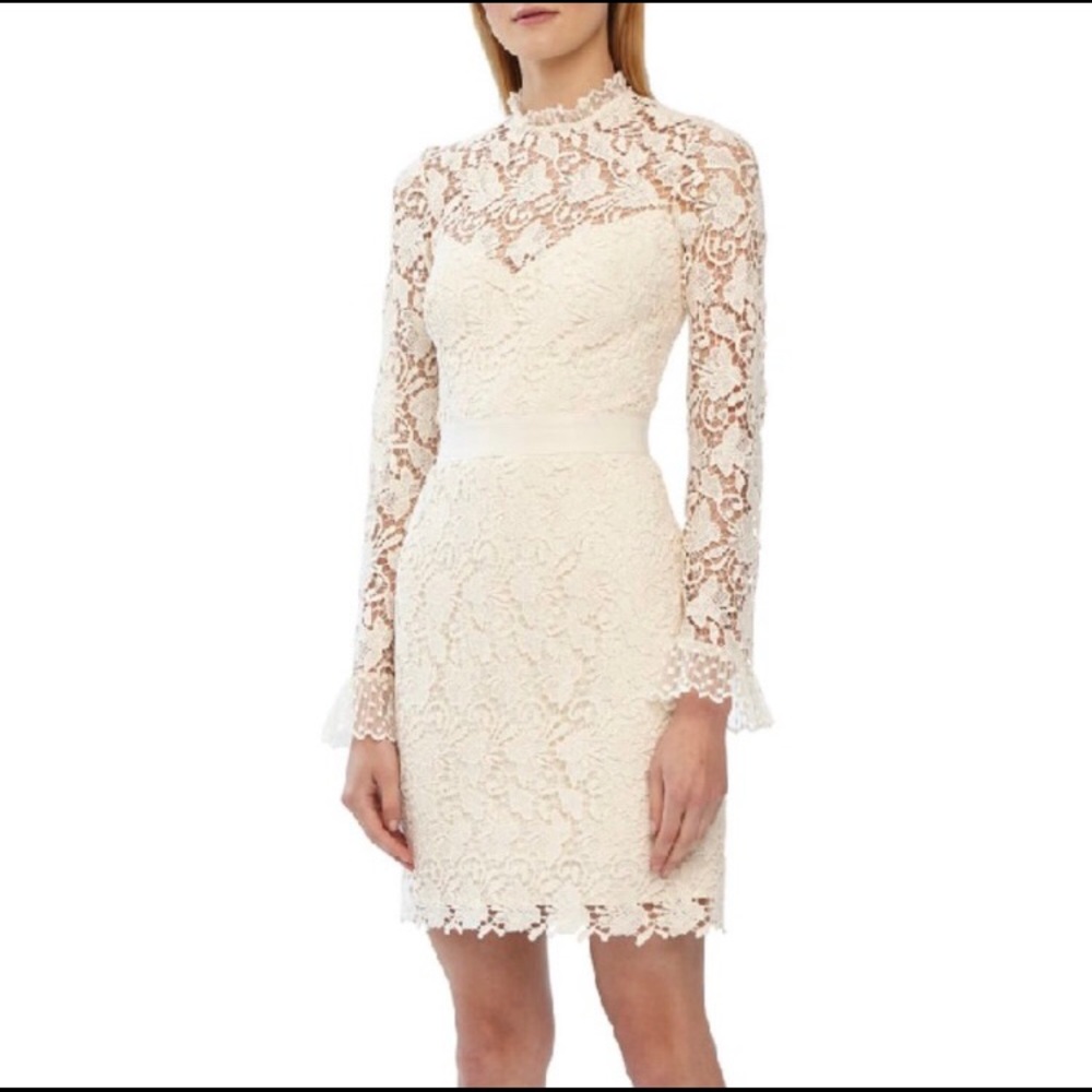 Monique Lhuillier Elegant Lace Cocktail Dress